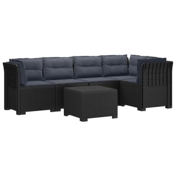 5-Sitzer Gartensofa mit Kissen Rattan-Look PP Anthrazit