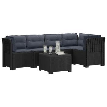 5-Sitzer Gartensofa mit Kissen Rattan-Look PP Anthrazit