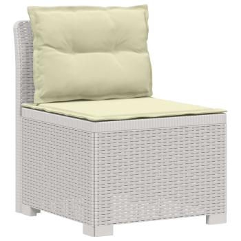 5-Sitzer Gartensofa mit Kissen Rattan-Look PP Weiß