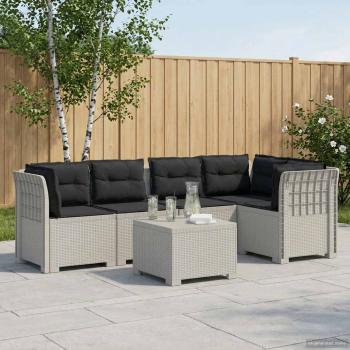 ARDEBO.de - 5-Sitzer Gartensofa mit Kissen Rattan-Look PP Weiß