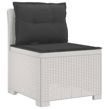 5-Sitzer Gartensofa mit Kissen Rattan-Look PP Weiß