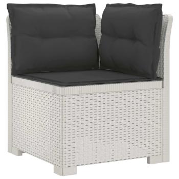 5-Sitzer Gartensofa mit Kissen Rattan-Look PP Weiß