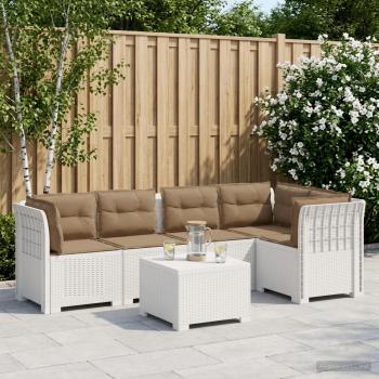 ARDEBO.de - 5-Sitzer Gartensofa mit Kissen Rattan-Look PP Weiß