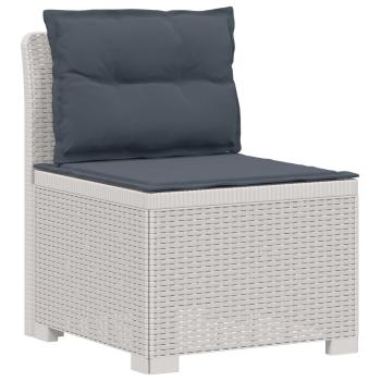5-Sitzer Gartensofa mit Kissen Rattan-Look PP Weiß