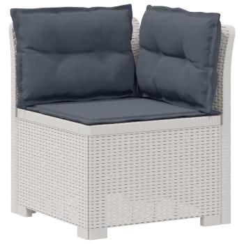 5-Sitzer Gartensofa mit Kissen Rattan-Look PP Weiß