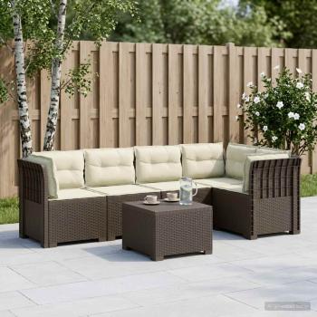 ARDEBO.de - 5-Sitzer Gartensofa mit Kissen Rattan-Look PP Hellgrau
