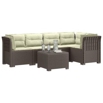 5-Sitzer Gartensofa mit Kissen Rattan-Look PP Hellgrau