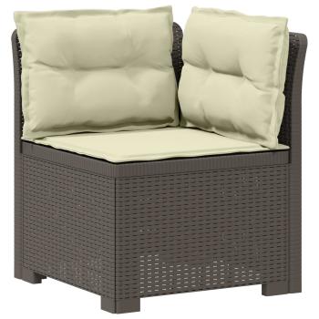 5-Sitzer Gartensofa mit Kissen Rattan-Look PP Hellgrau