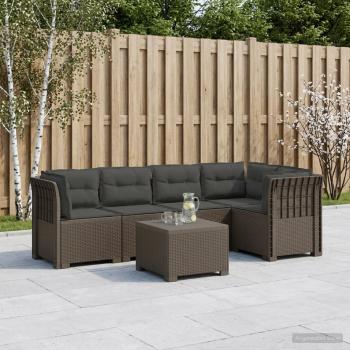 ARDEBO.de - 5-Sitzer Gartensofa mit Kissen Rattan-Look PP Hellgrau