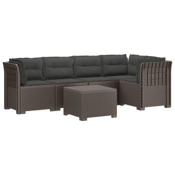 5-Sitzer Gartensofa mit Kissen Rattan-Look PP Hellgrau