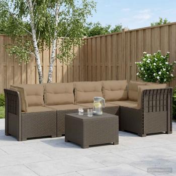 ARDEBO.de - 5-Sitzer Gartensofa mit Kissen Rattan-Look PP Hellgrau