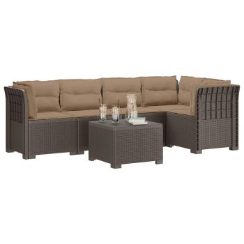 5-Sitzer Gartensofa mit Kissen Rattan-Look PP Hellgrau