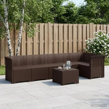 ARDEBO.de - 6-Sitzer Garten Sofa Rattan Look PP Braun