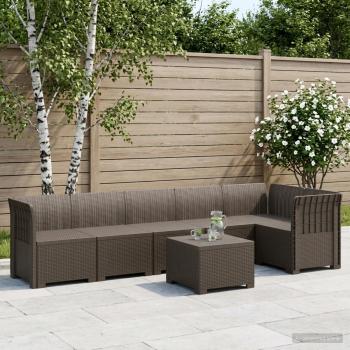 ARDEBO.de - 6-Sitzer Garten Sofa Rattan Look PP Hellgrau