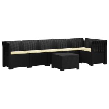 6-Sitzer Garten Sofa mit Kissen Rattan Look PP Anthrazit