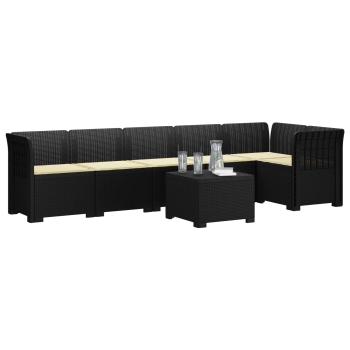 6-Sitzer Garten Sofa mit Kissen Rattan Look PP Anthrazit