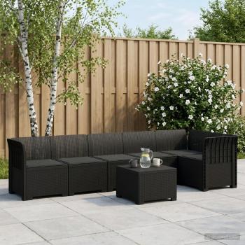 ARDEBO.de - 6-Sitzer Garten Sofa mit Kissen Rattan Look PP Anthrazit