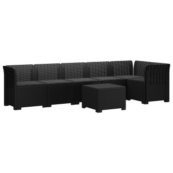 6-Sitzer Garten Sofa mit Kissen Rattan Look PP Anthrazit