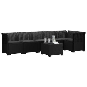 6-Sitzer Garten Sofa mit Kissen Rattan Look PP Anthrazit