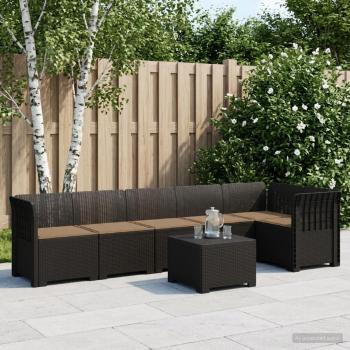 ARDEBO.de - 6-Sitzer Garten Sofa mit Kissen Rattan Look PP Anthrazit
