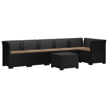 6-Sitzer Garten Sofa mit Kissen Rattan Look PP Anthrazit
