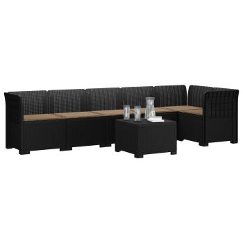 6-Sitzer Garten Sofa mit Kissen Rattan Look PP Anthrazit