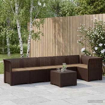 ARDEBO.de - 6-Sitzer Garten Sofa mit Kissen Rattan Look PP Braun