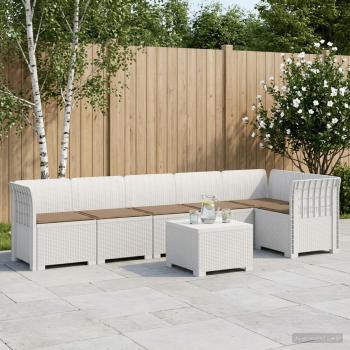 ARDEBO.de - 6-Sitzer Garten Sofa mit Kissen Rattan Look PP Weiß