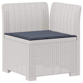 6-Sitzer Garten Sofa mit Kissen Rattan Look PP Weiß