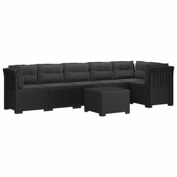6-Sitzer Garten Sofa mit Kissen Rattan Look PP Anthrazit