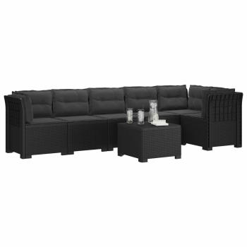 6-Sitzer Garten Sofa mit Kissen Rattan Look PP Anthrazit