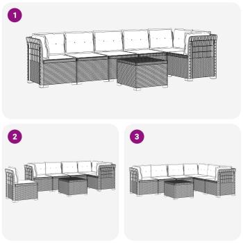 6-Sitzer Garten Sofa mit Kissen Rattan Look PP Anthrazit
