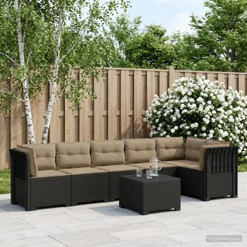 ARDEBO.de - 6-Sitzer Garten Sofa mit Kissen Rattan Look PP Anthrazit