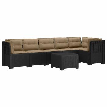 6-Sitzer Garten Sofa mit Kissen Rattan Look PP Anthrazit