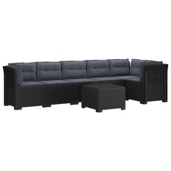 6-Sitzer Garten Sofa mit Kissen Rattan Look PP Anthrazit