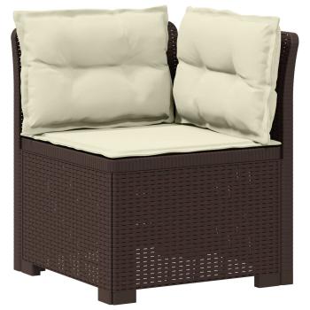 6-Sitzer Garten Sofa mit Kissen Rattan Look PP Braun