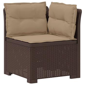 6-Sitzer Garten Sofa mit Kissen Rattan Look PP Braun
