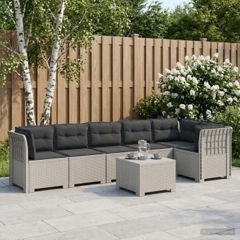 ARDEBO.de - 6-Sitzer Garten Sofa mit Kissen Rattan Look PP Weiß