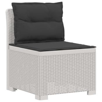 6-Sitzer Garten Sofa mit Kissen Rattan Look PP Weiß