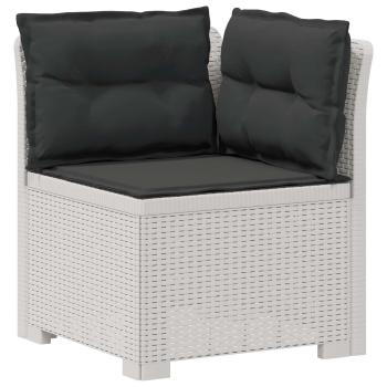6-Sitzer Garten Sofa mit Kissen Rattan Look PP Weiß