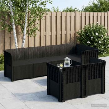 ARDEBO.de - 7-Sitzer Gartensofa Rattan-Look PP Anthrazit