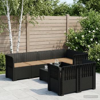 ARDEBO.de - 7-Sitzer Gartensofa mit Kissen Rattan-Look PP Anthrazit