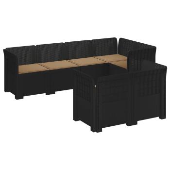 7-Sitzer Gartensofa mit Kissen Rattan-Look PP Anthrazit