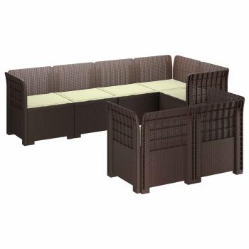 7-Sitzer Gartensofa mit Kissen Rattan-Look PP Braun
