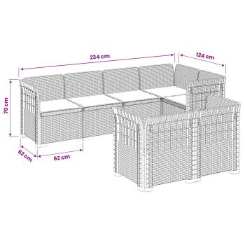7-Sitzer Gartensofa mit Kissen Rattan-Look PP Braun
