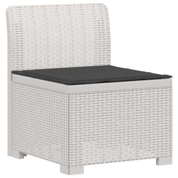 7-Sitzer Gartensofa mit Kissen Rattan-Look PP Weiß