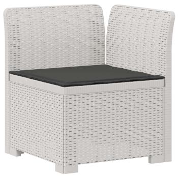 7-Sitzer Gartensofa mit Kissen Rattan-Look PP Weiß