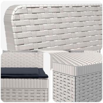 7-Sitzer Gartensofa mit Kissen Rattan-Look PP Weiß