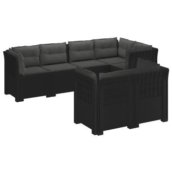 7-Sitzer Gartensofa mit Kissen Rattan-Look PP Anthrazit