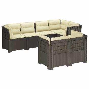 7-Sitzer Gartensofa mit Kissen Rattan-Look PP Hellgrau
